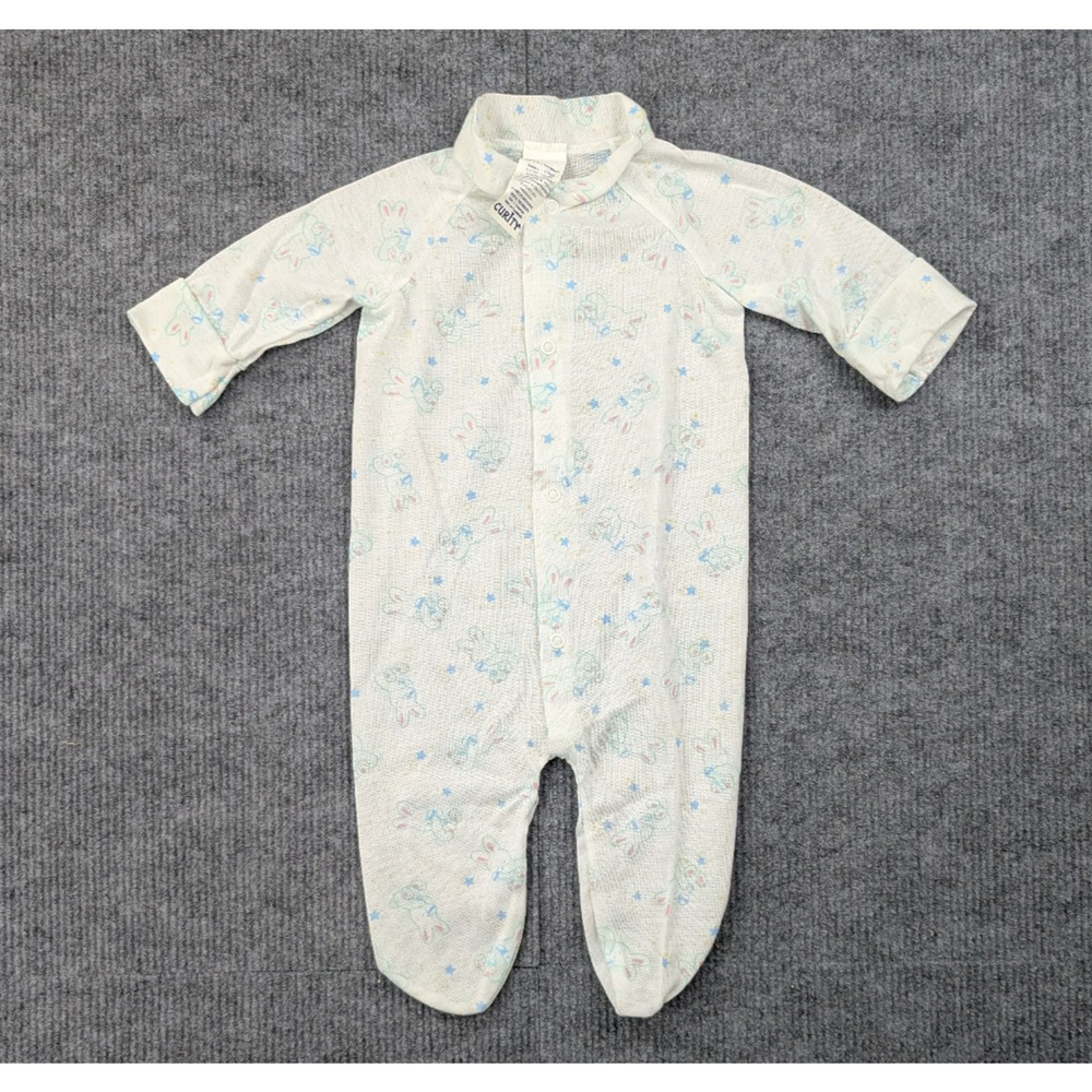 Vintage Curity One Piece Baby Small 11 Lbs Bunny Rabbit Retro Lightweight Boy